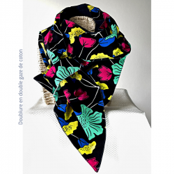 Echarpe EQUINOXE doublure double gaze de coton_Mon labo couture