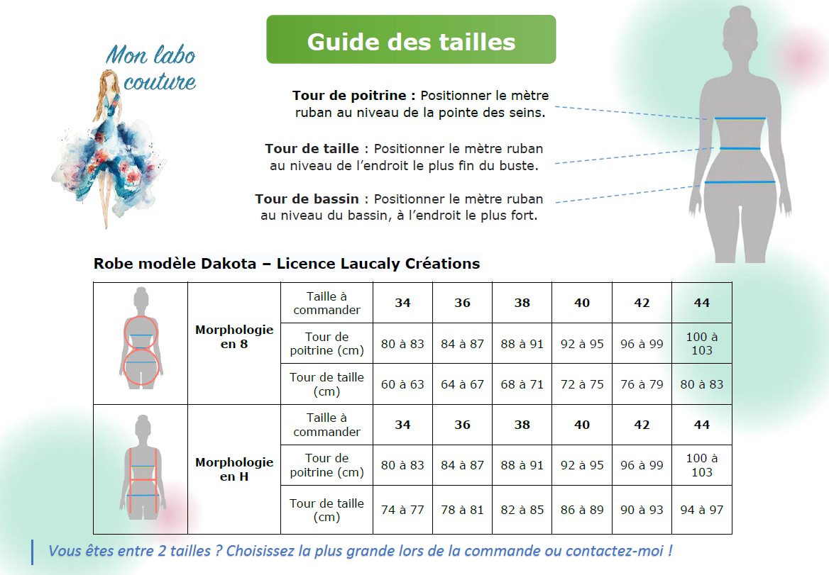 Guide des tailles Dakota_Mon labo couture